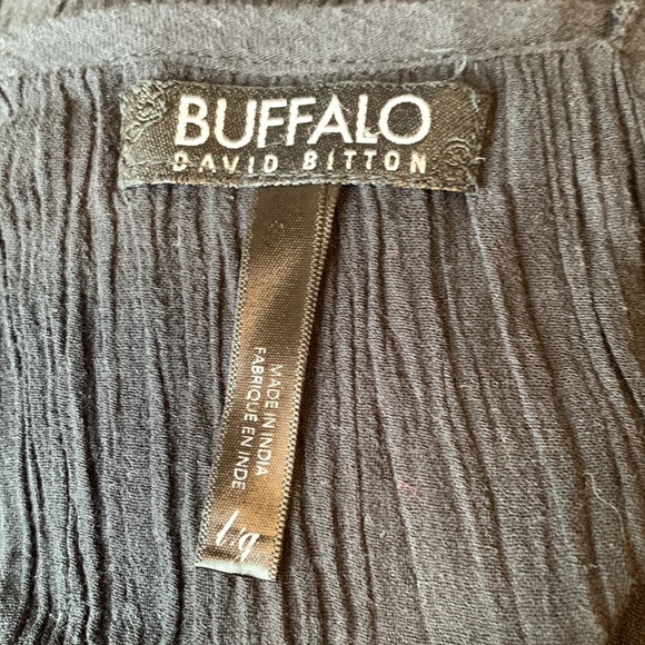 Vintage Y2K Buffalo Black Floral Embroidered Empire Babydoll Dress Size Large - Picture 9 of 10